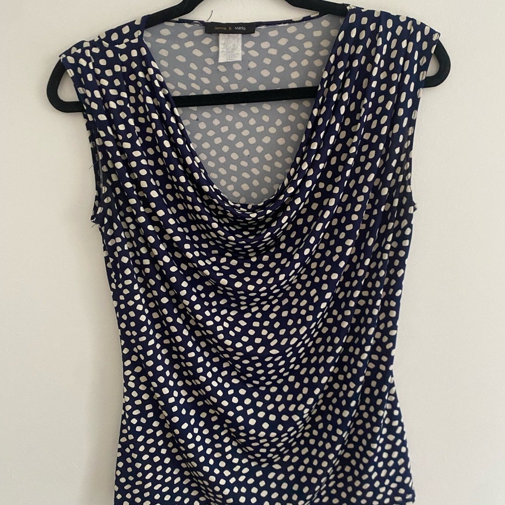 Navy Polka Dot Women's Top